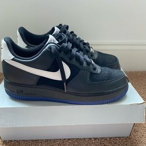 Nike Air Force 1 Low!  Black, White, and Blue.